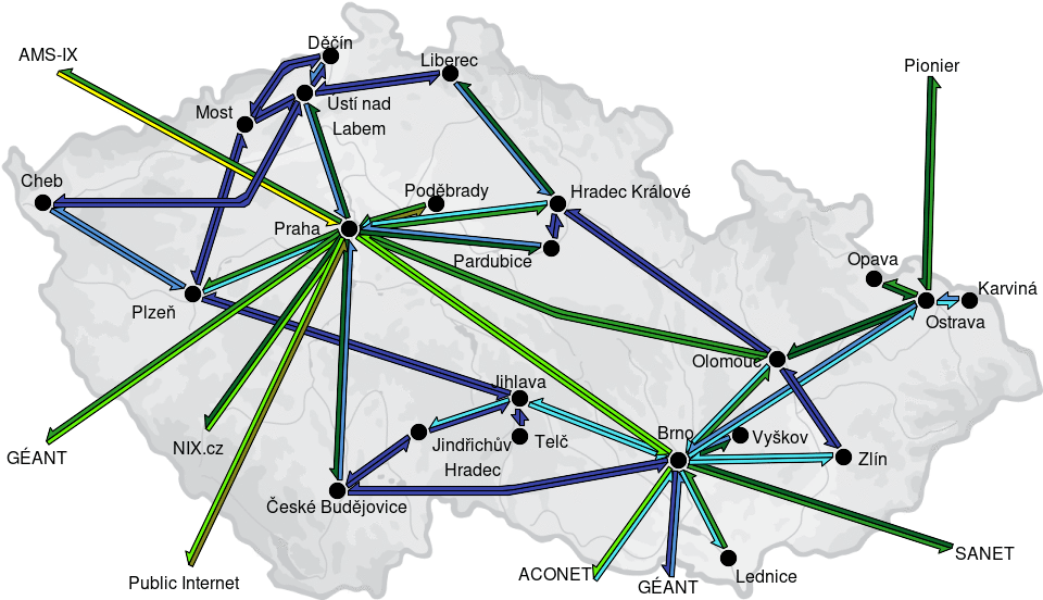 CESNET2 - IP/MPLS backbone utilization, day view - 2024/11/21