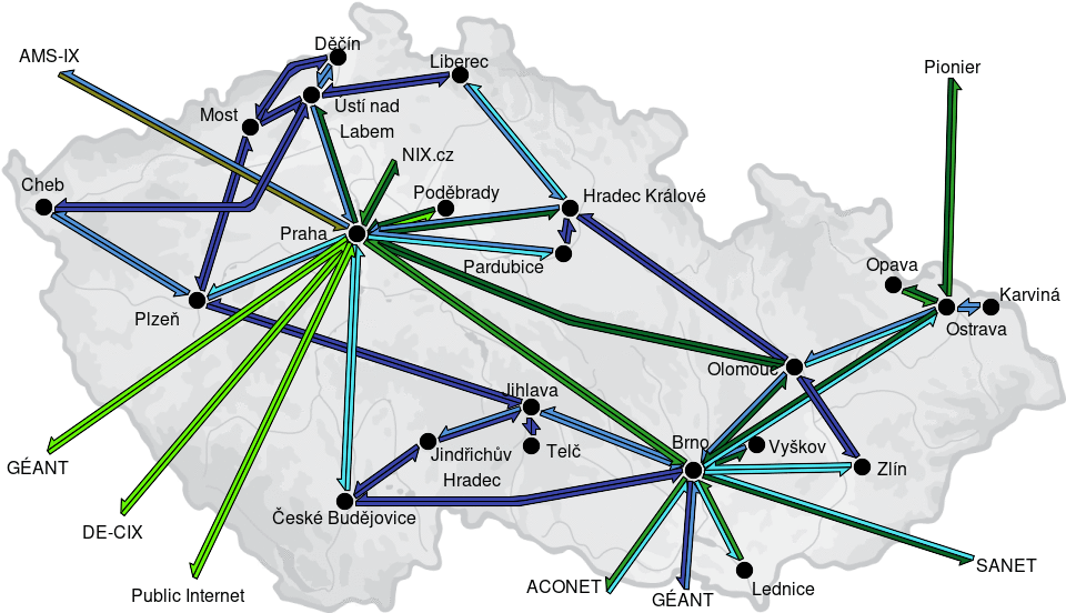 CESNET3 - IP/MPLS backbone utilization, day view - 2025/6/26