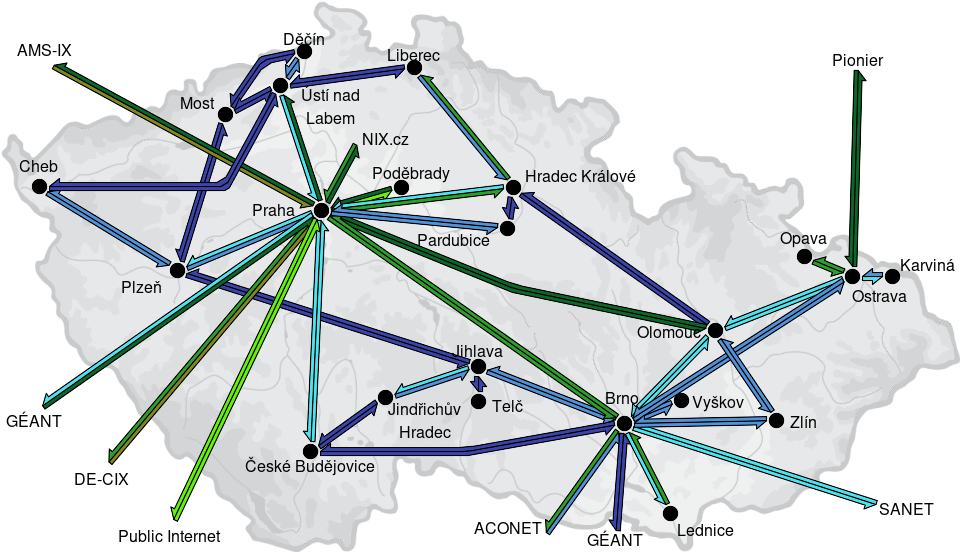 CESNET3 - IP/MPLS backbone utilization, day view - 2025/11/1