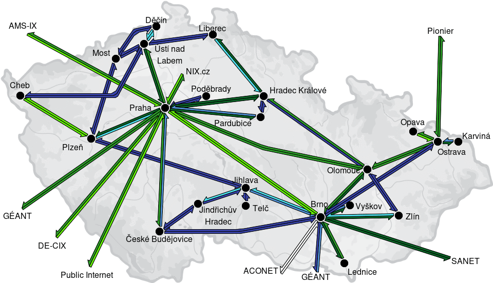 CESNET3 - IP/MPLS backbone utilization, day view - 2026/5/6