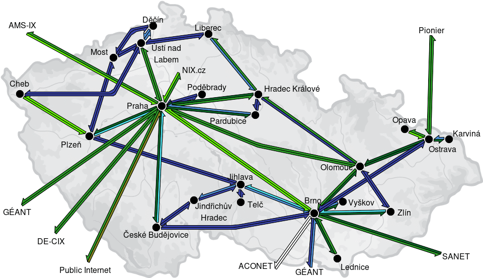 CESNET3 - IP/MPLS backbone utilization, day view - 2026/5/12