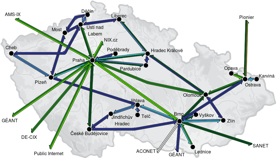 CESNET3 - IP/MPLS backbone utilization, day view - 2026/5/15
