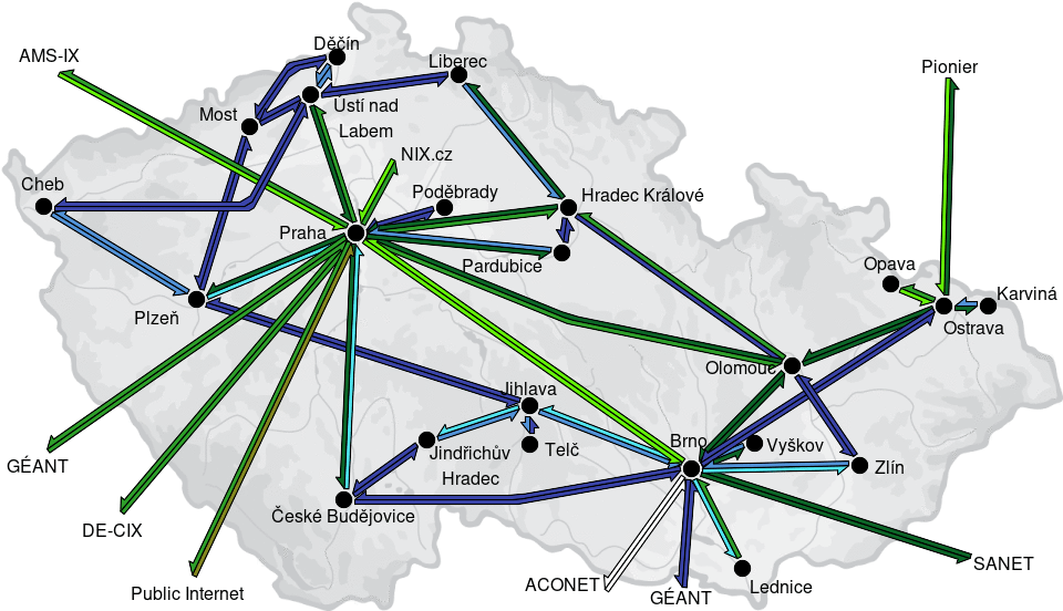 CESNET3 - IP/MPLS backbone utilization, day view - 2026/5/18