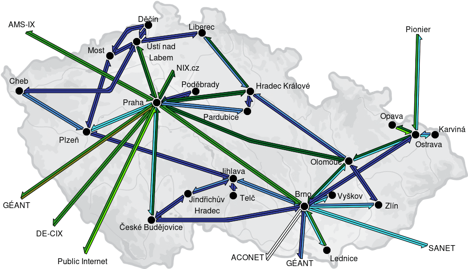 CESNET3 - IP/MPLS backbone utilization, day view - 2026/5/23