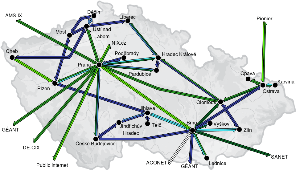 CESNET3 - IP/MPLS backbone utilization, day view - 2026/6/16