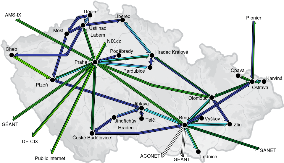 CESNET3 - IP/MPLS backbone utilization, day view - 2026/6/23