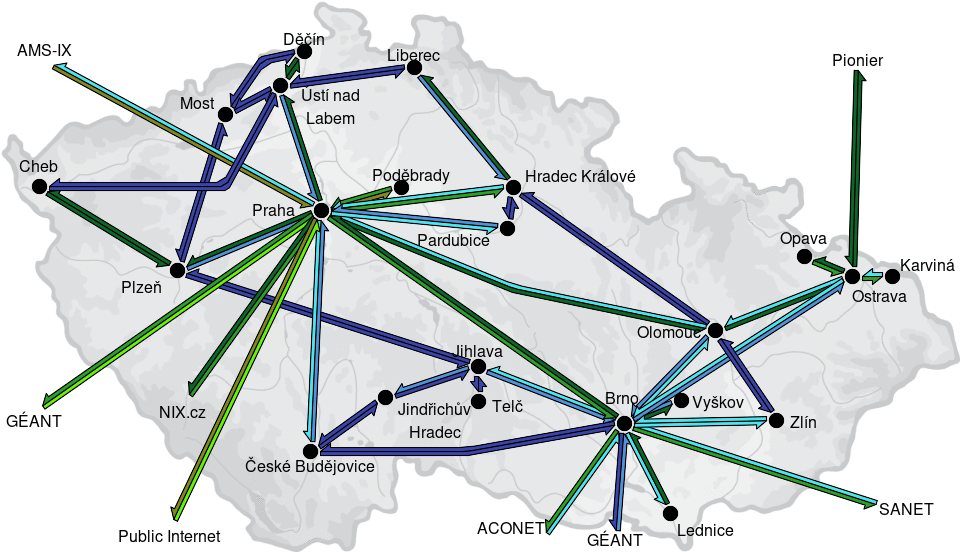 CESNET2 - IP/MPLS backbone utilization, month view - 2024/5