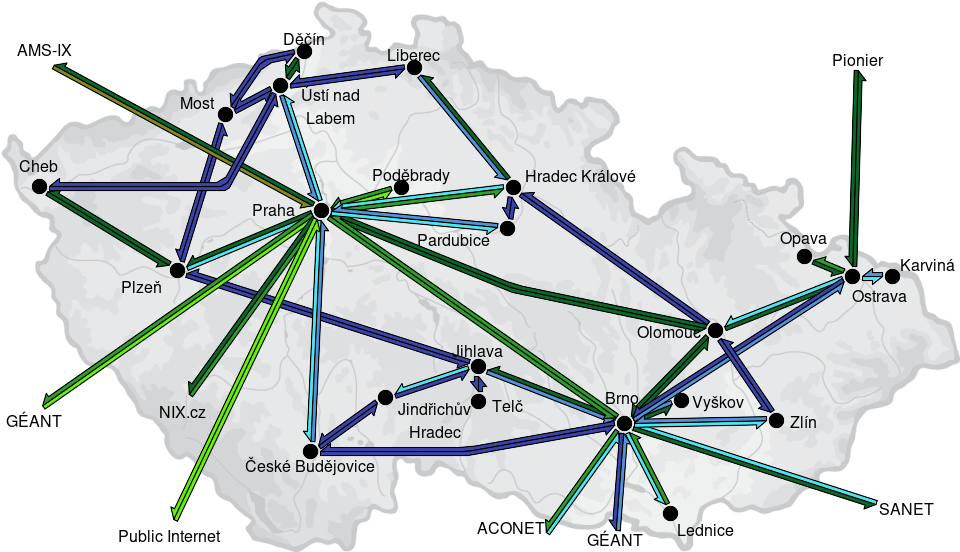 CESNET2 - IP/MPLS backbone utilization, month view - 2024/9