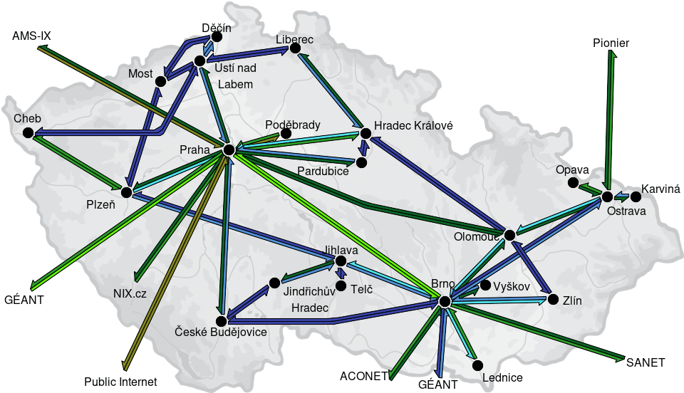 CESNET2 - IP/MPLS backbone utilization, month view - 2024/10